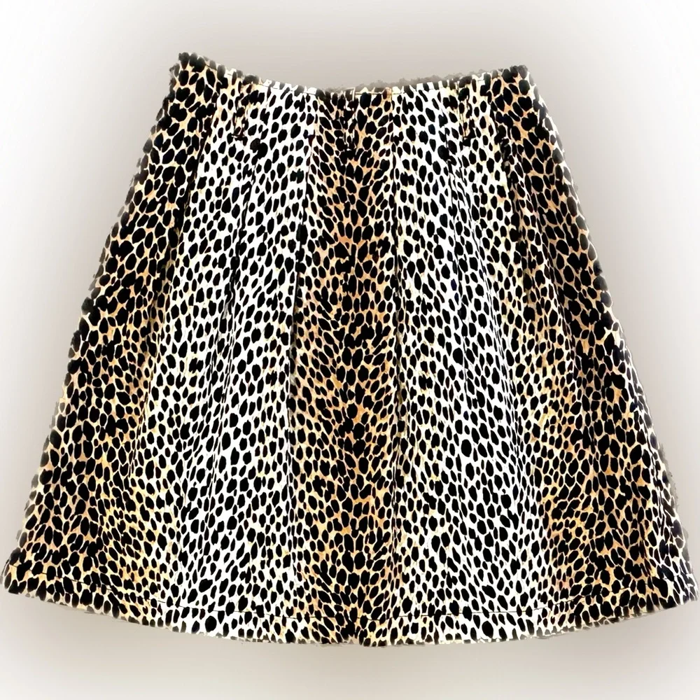 White House Black Market Leopard Animal Print Full Skirt Pockets Size 2 NWT